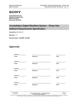 Constellation Digital Workflow System – Phase One Software Requirements Specification