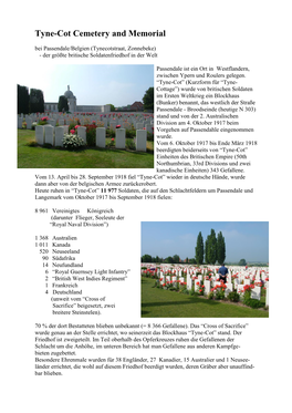 Tyne-Cot Cemetery and Memorial Bei Passendale/Belgien (Tynecotstraat, Zonnebeke) - Der Größte Britische Soldatenfriedhof in Der Welt