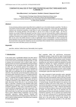 Comparative Analysis of Peat Fibre Properties and Peat Fibre-Based Knits Flammability