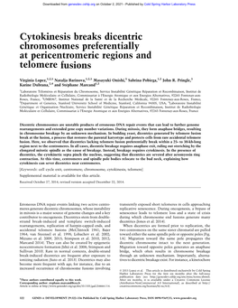 Cytokinesis Breaks Dicentric Chromosomes Preferentially at Pericentromeric Regions and Telomere Fusions