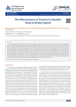 The Effectiveness of Transverse Rumble Strip to Reduce Speed