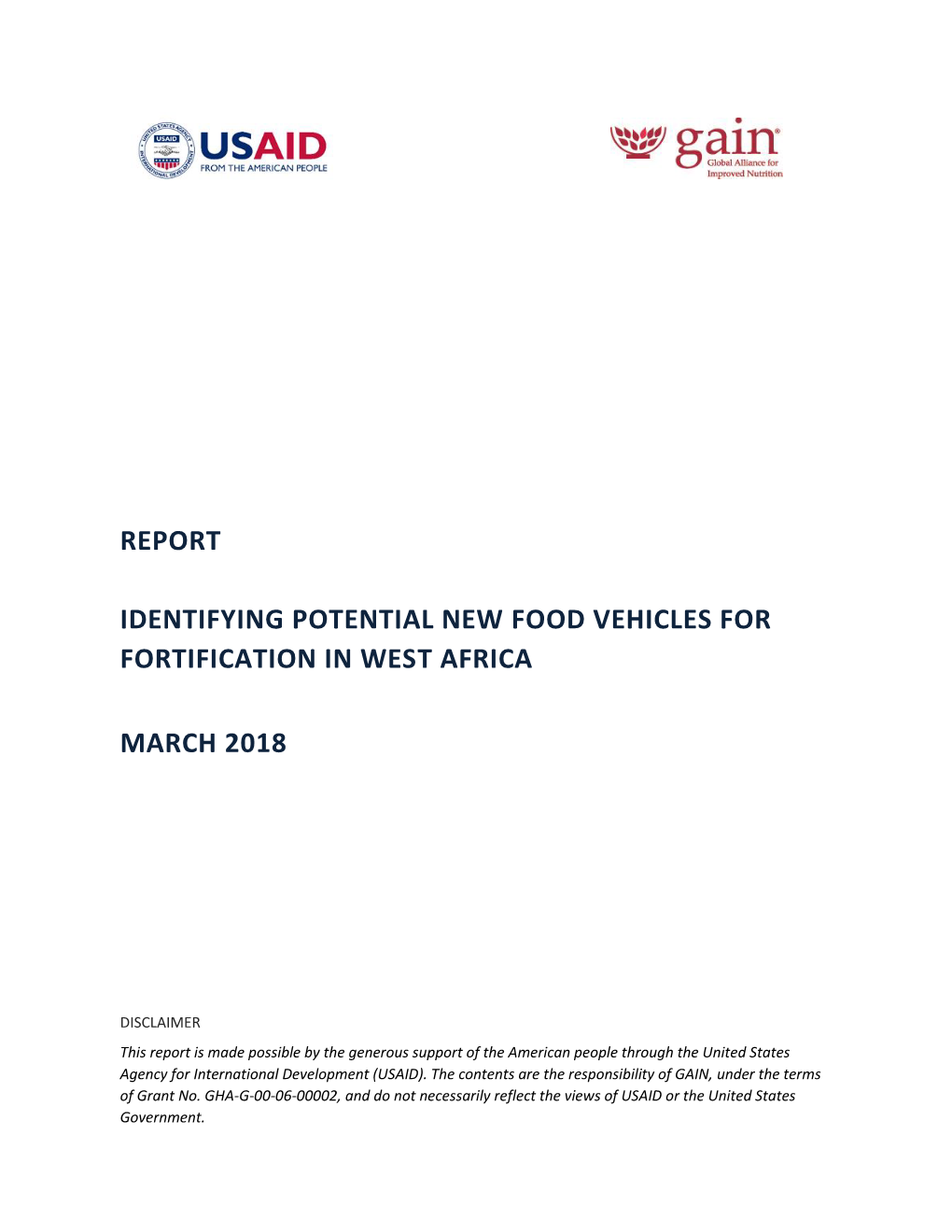 Identifying Potential New Food Vehicles for Fortification in West Africa