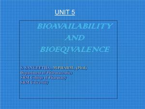 Bioavailability and Bioeqivalence
