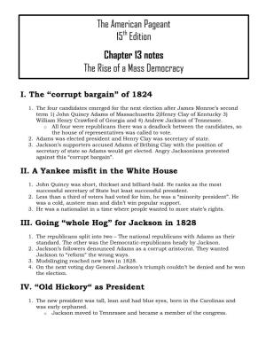 The American Pageant 15 Edition Chapter 13 Notes the Rise of A