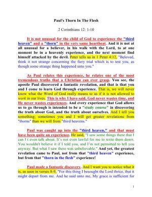 Paul's Thorn in the Flesh 2 Corinthians 12