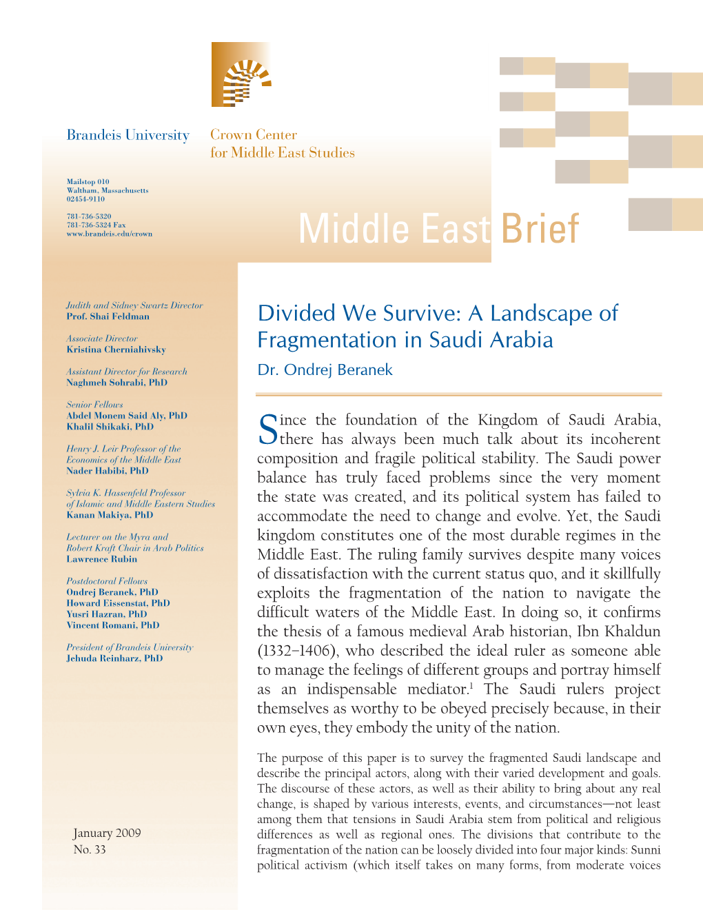 Middle East Brief 33