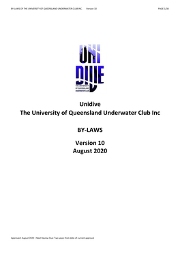 Unidive the University of Queensland Underwater Club​ ​Inc BY-LAWS