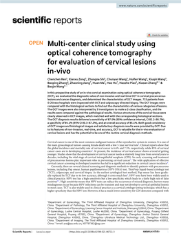 Multi-Center Clinical Study Using Optical Coherence Tomography for Evaluation of Cervical Lesions In-Vivo