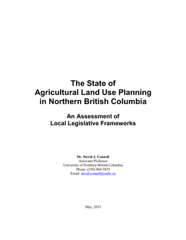 The State of Agricultural Land Use Planning in Northern British Columbia