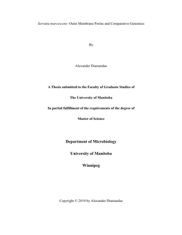 Serratia Marcescens: Outer Membrane Porins and Comparative Genomics