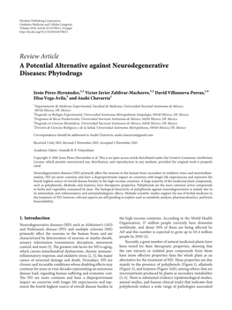 A Potential Alternative Against Neurodegenerative Diseases: Phytodrugs