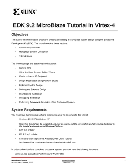 EDK 9.2 Microblaze Tutorial in Virtex-4