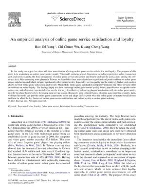 An Empirical Analysis of Online Game Service Satisfaction and Loyalty