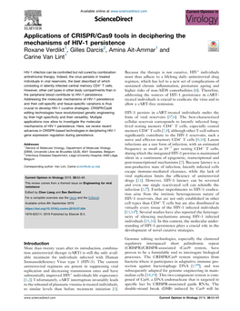 Applications of CRISPR/Cas9 Tools in Deciphering the Mechanisms of HIV-1 Persistence