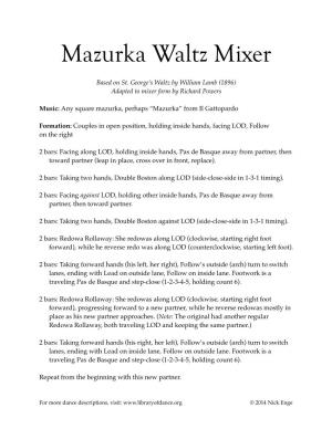 Mazurka Waltz Mixer ! Based on St