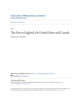 The Fine in England, the United States and Canada