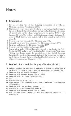 1 Introduction 2 Football, 'Race' and the Forging of British Identity