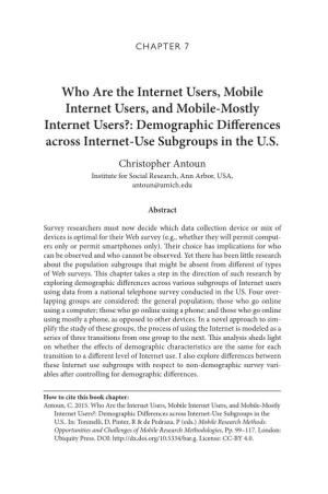 Demographic Differences Across Internet-Use Subgroups in the US