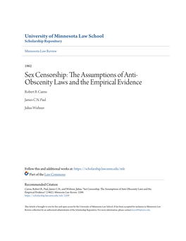 Sex Censorship: the Assumptions of Anti-Obscenity Laws and the Empirical Evidence" (1962)