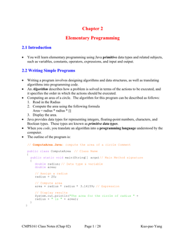 Chapter 02: Elementary Programming