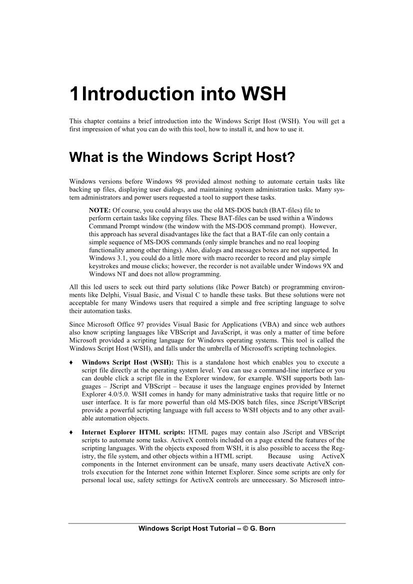 1 Introduction Into WSH