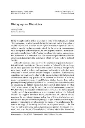 Slavoj Zizek, "History Against Historicism"