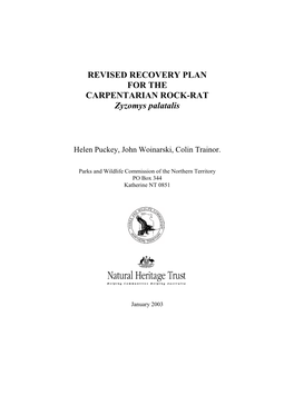 REVISED RECOVERY PLAN for the CARPENTARIAN ROCK-RAT Zyzomys Palatalis