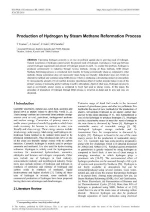Production of Hydrogen by Steam Methane Reformation Process