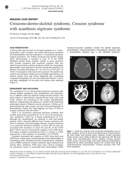 Crouzono-Dermo-Skeletal Syndrome, Crouzon Syndrome with Acanthosis Nigricans Syndrome