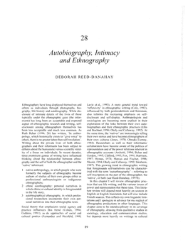 Autobiography, Intimacy and Ethnography