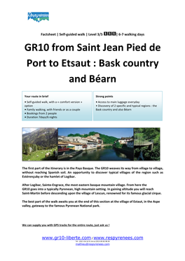 GR10 from Saint Jean Pied De Port to Etsaut : Bask Country and Béarn