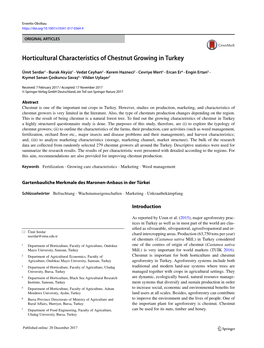 Horticultural Characteristics of Chestnut Growing in Turkey