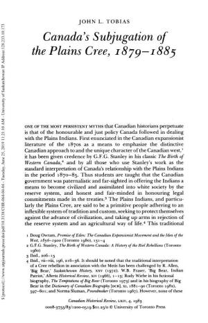 Canada's Subjugation of the Plains Cree, 1879–1885