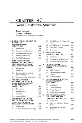CHAPTER 47 Work Breakdown Structure