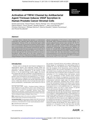Activation of TRPA1 Channel by Antibacterial Agent Triclosan