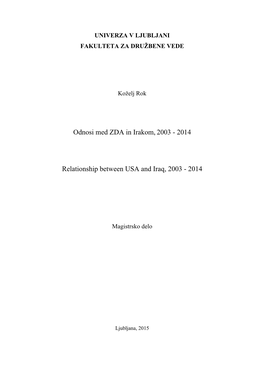 Odnosi Med ZDA in Irakom, 2003 - 2014