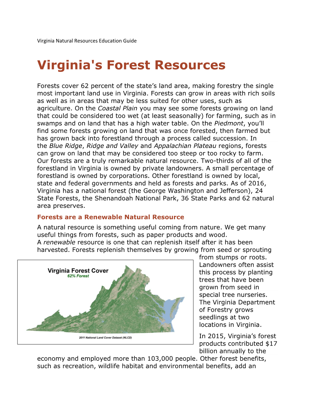 Virginia's Forest Resources