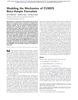 Modeling the Mechanism of CLN025 Beta-Hairpin Formation