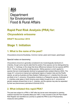 Rapid Pest Risk Analysis (PRA) For: Chrysodeixis Eriosoma
