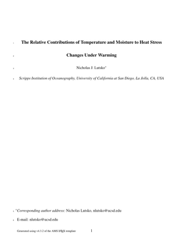 The Relative Contributions of Temperature and Moisture to Heat Stress