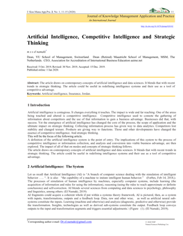 Artificial Intelligence, Competitive Intelligence and Strategic Thinking -.:: Natural Sciences Publishing