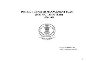District Disaster Management Plan, (District Amritsar) 2020-2021