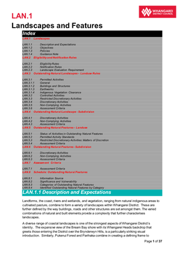 LAN.1 Landscapes and Features Index LAN.1 Landscapes