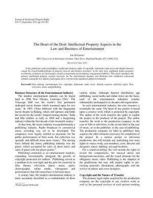 Intellectual Property Aspects in the Law and Business of Entertainment