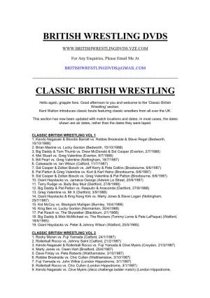 British Wrestling Dvds Classic British Wrestling