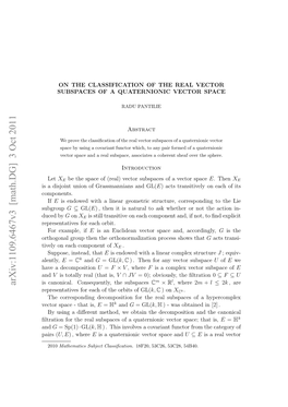 On the Classification of the Real Vector Subspaces of a Quaternionic Vector