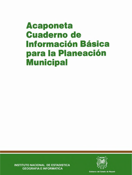 Acaponeta Cuaderno De Información Básica Para La Planeación Municipal ACAPONETA CABECERA MUNICIPAL