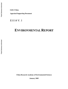 ENVIRONMENTAL REPORT Public Disclosure Authorized Public Disclosure Authorized