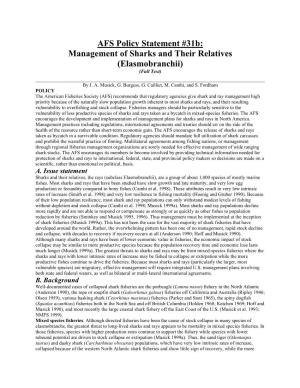 Management of Sharks and Their Relatives (Elasmobranchii) (Full Text)