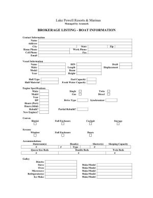 Brokerage Listing - Boat Information